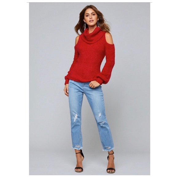 bebe Sweaters - Bebé cold shoulder cowl neck sweater.